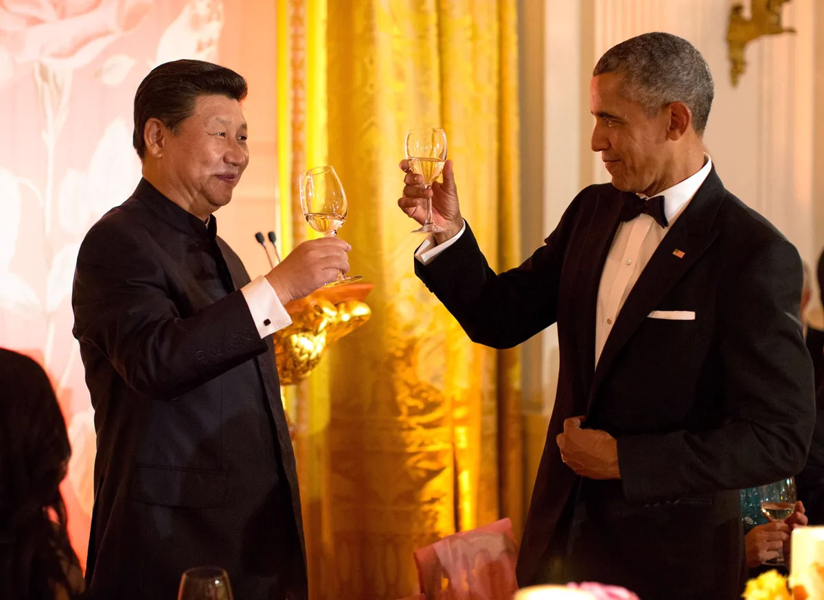 2015 年白宫国宴上的习近平与奥巴马